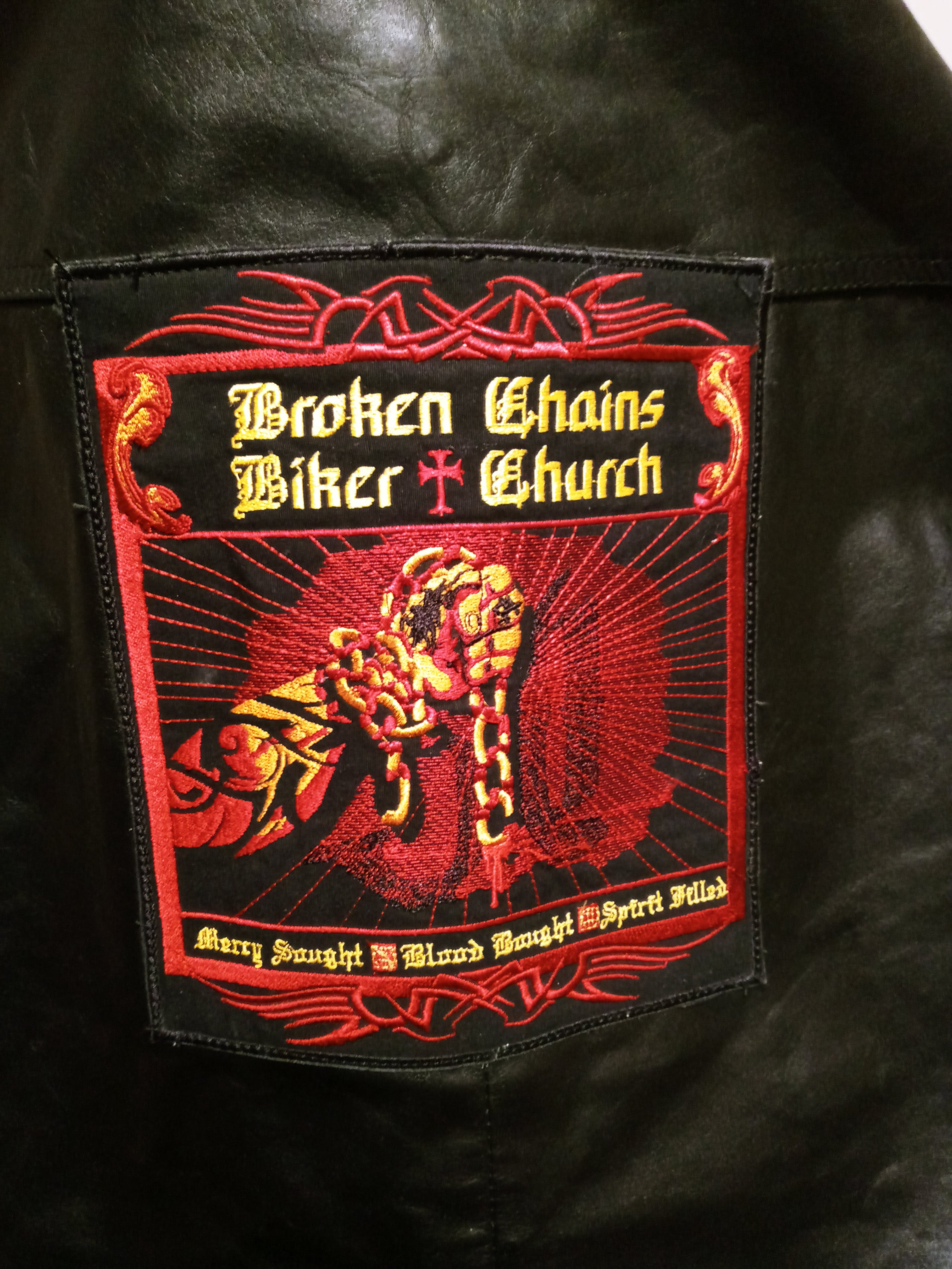 Patches Square Back Patch (Anyone Can Buy) Broken Chains Biker Church
